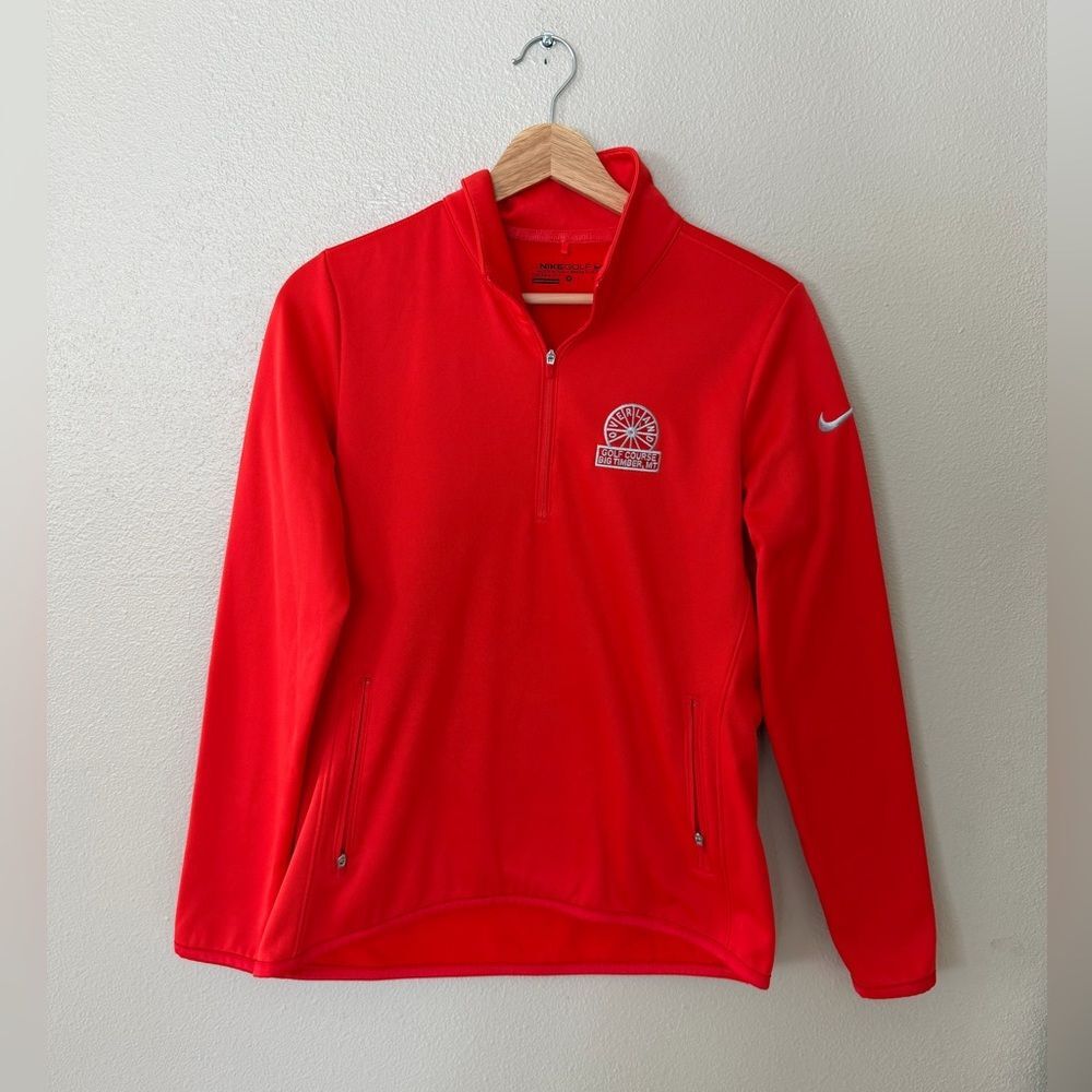 Nike Golf Red Orange Therma-Fit Quarter Zip Fleece Lined Pullover Top Men’s M
